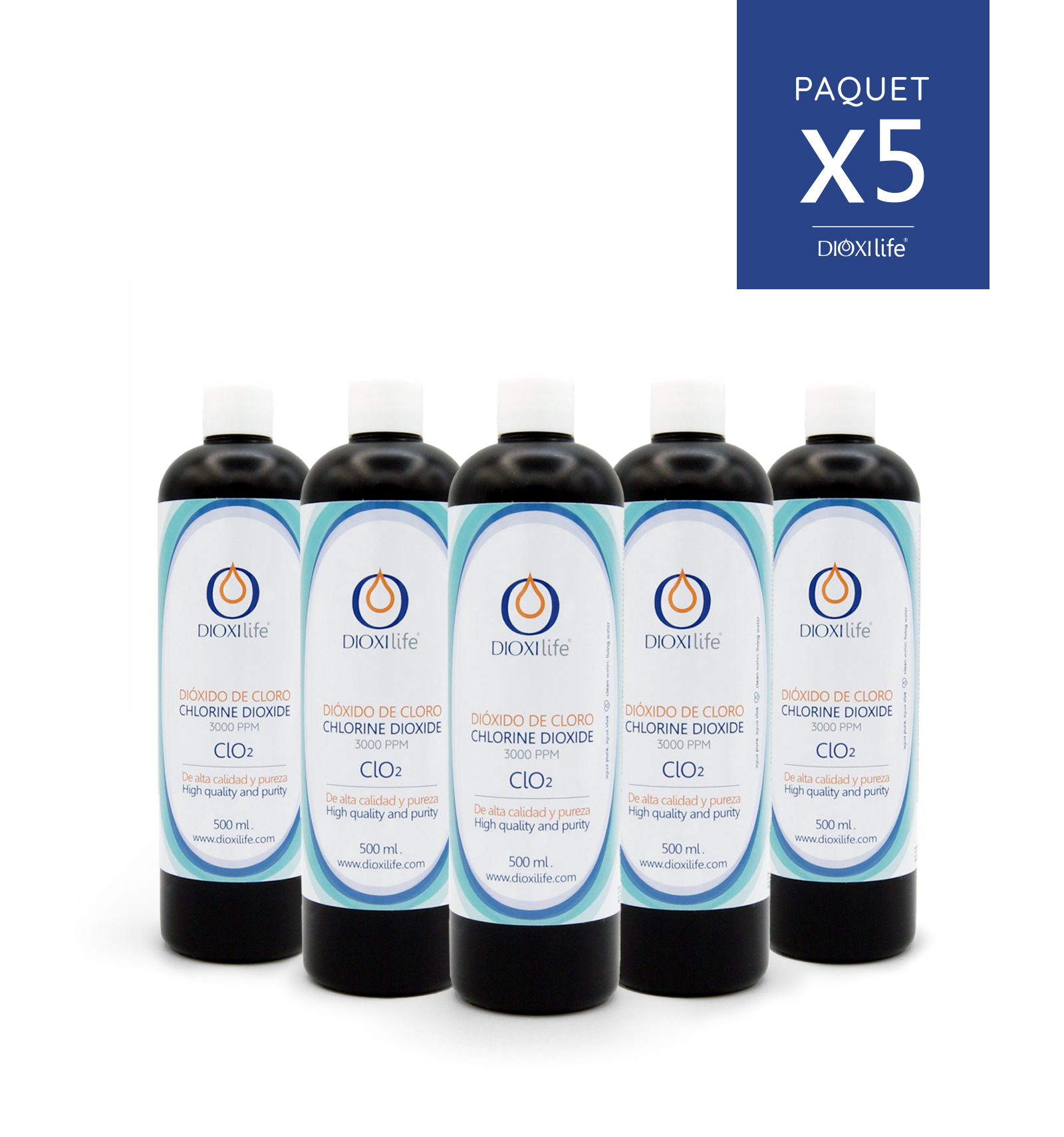 x5 Dioxyde de Chlore 500 ML.  Dioxilife - CDS Boutique en ligne