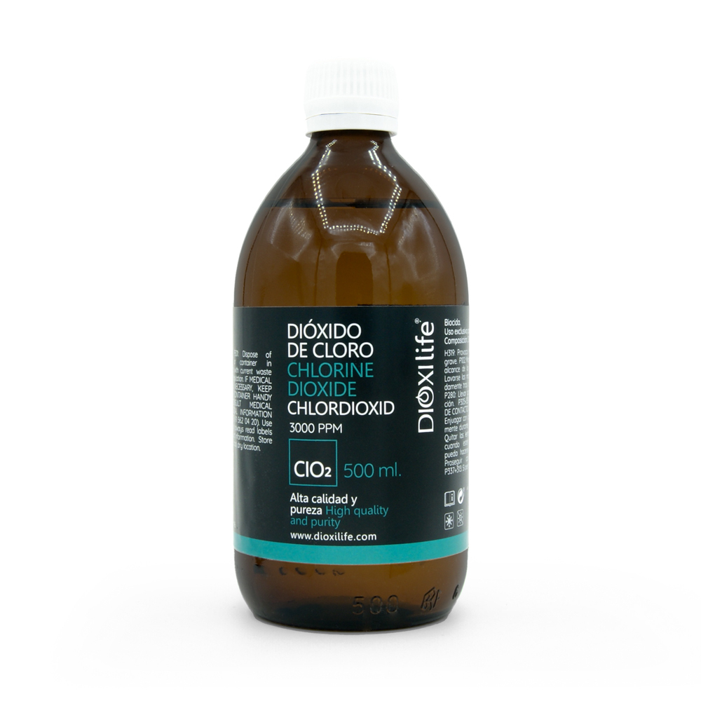 Dioxyde de chlore 500 ml Verre  Dioxilife - CDS Boutique en ligne